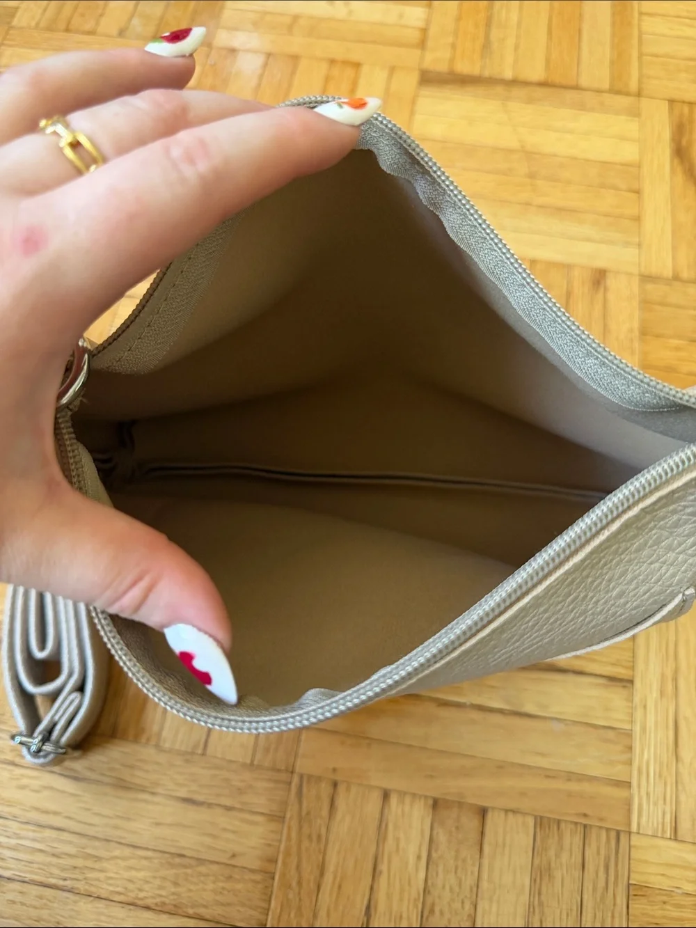 Metallic Gold Crossbody Bag with Detachable Strap